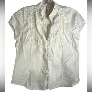 Andrew & Co ladies shirt button fairycore academia medium cotton y2k 90s crochet